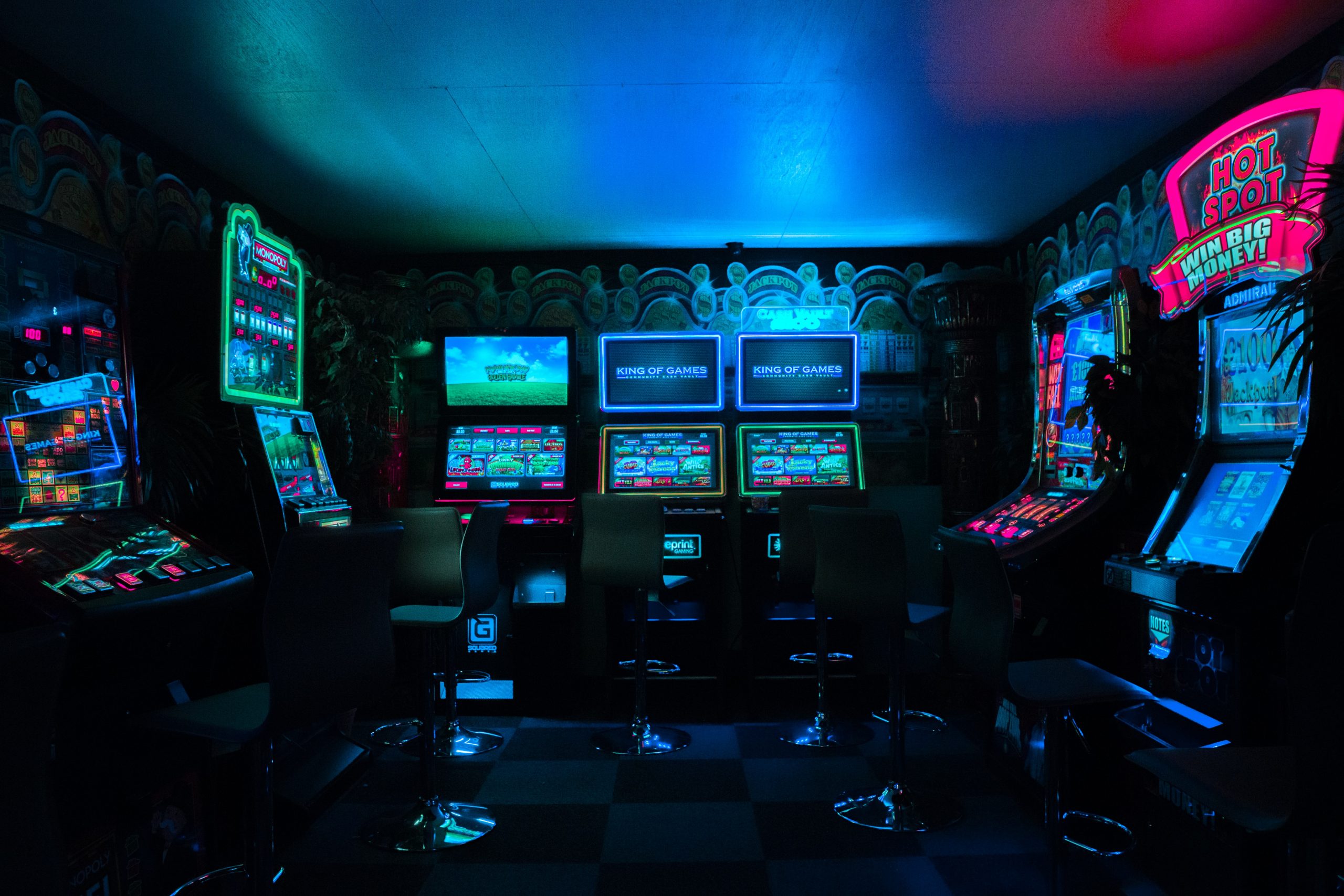 Game machines in a room